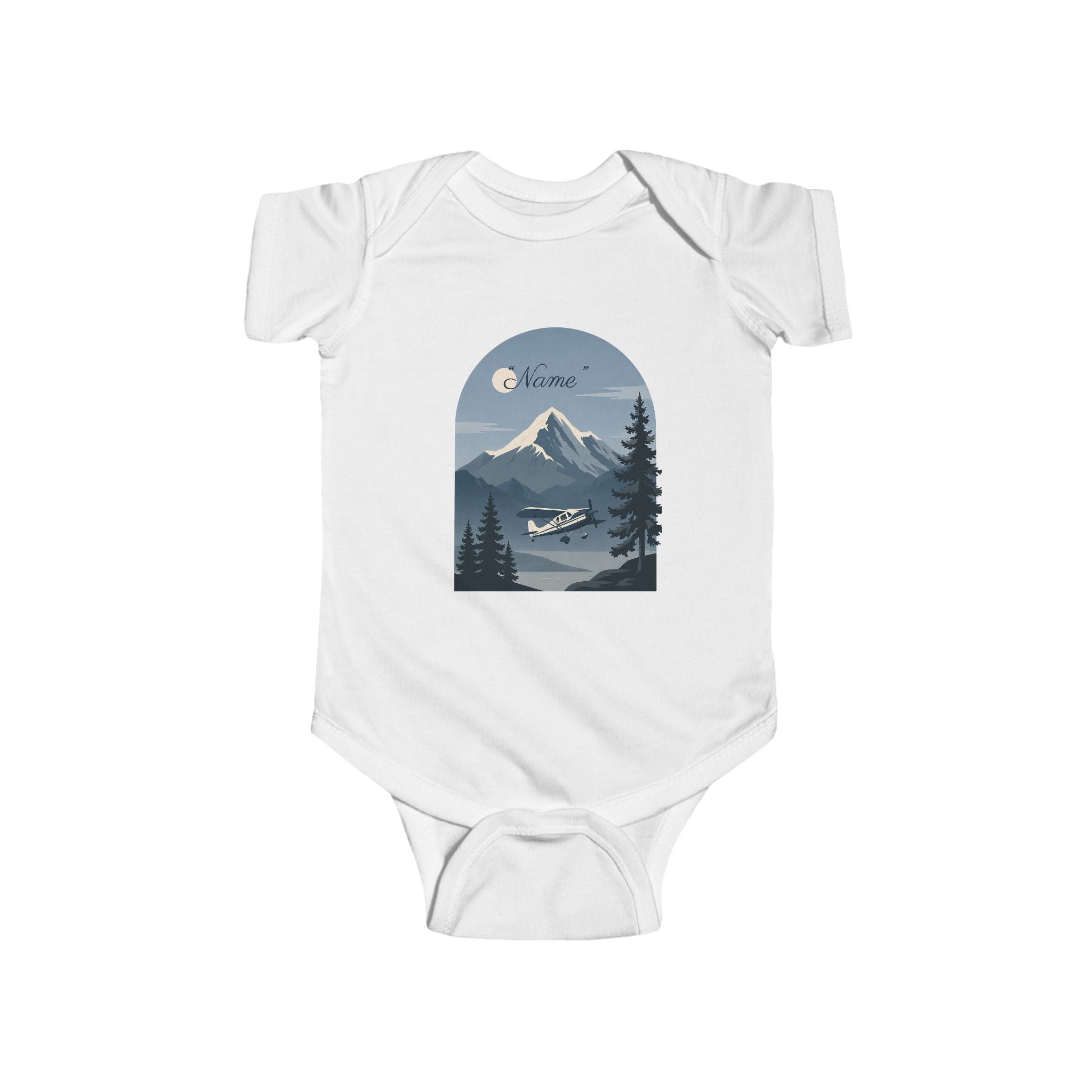 Infant One-Piece Bodysuit —  Mountain Airplane Design (custom name)