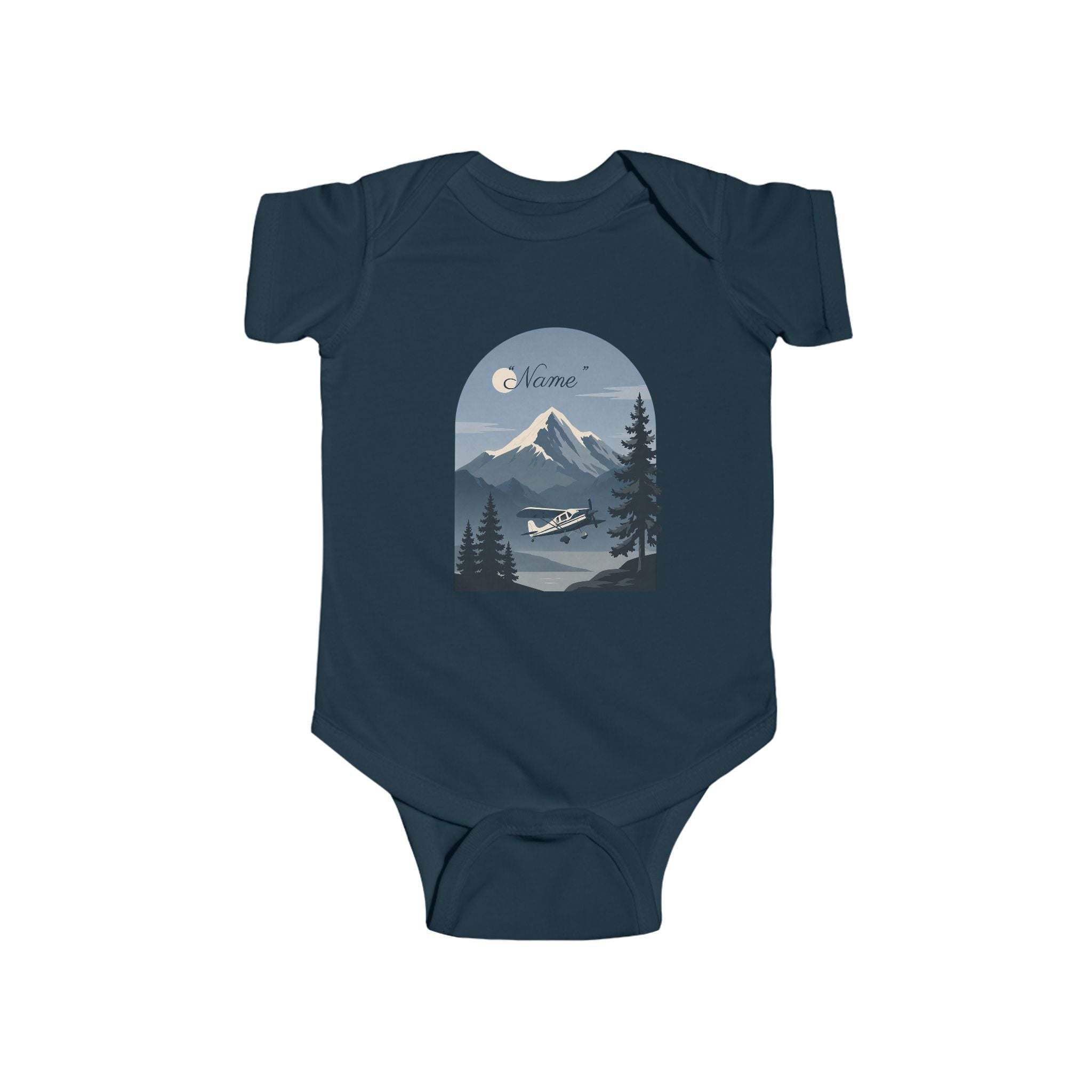 Infant One-Piece Bodysuit —  Mountain Airplane Design (custom name)