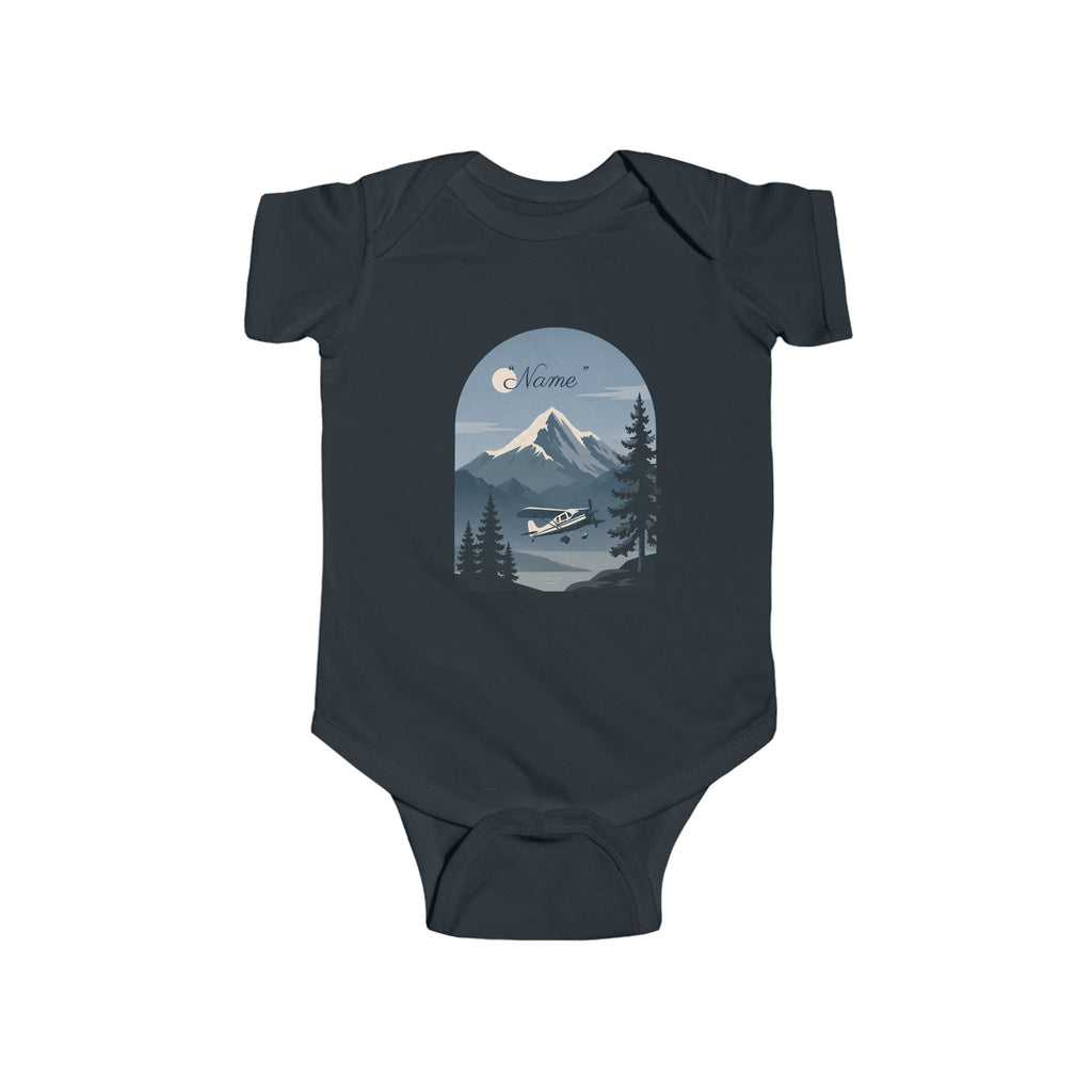 Infant One-Piece Bodysuit —  Mountain Airplane Design (custom name)