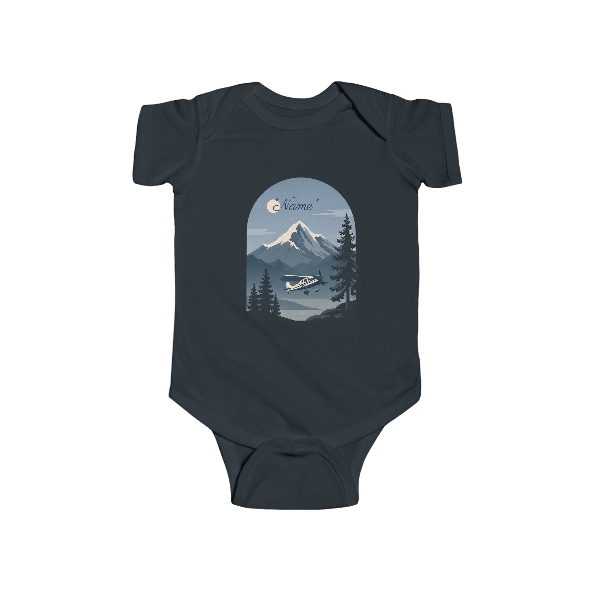 Infant One-Piece Bodysuit —  Mountain Airplane Design (custom name)