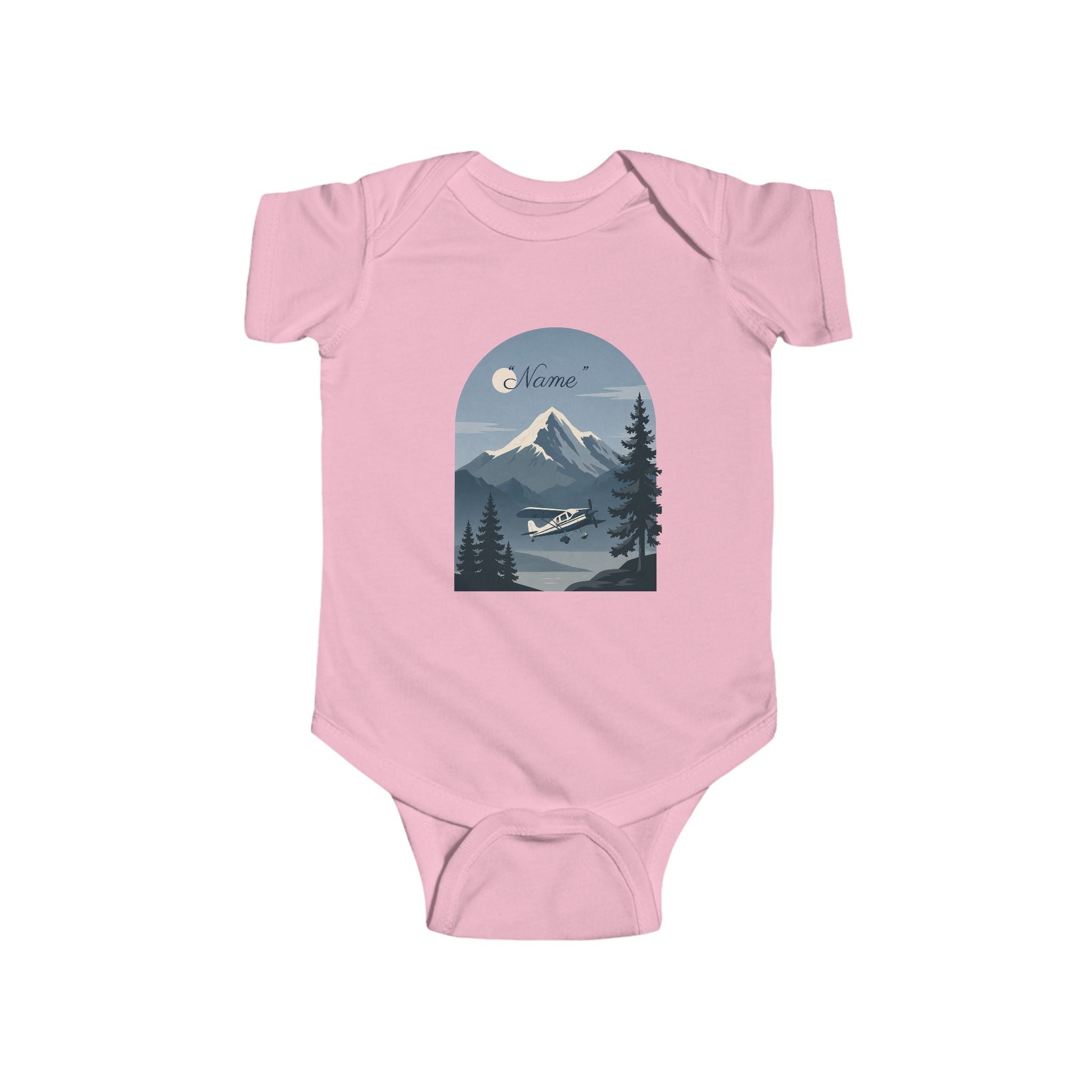 Infant One-Piece Bodysuit —  Mountain Airplane Design (custom name)