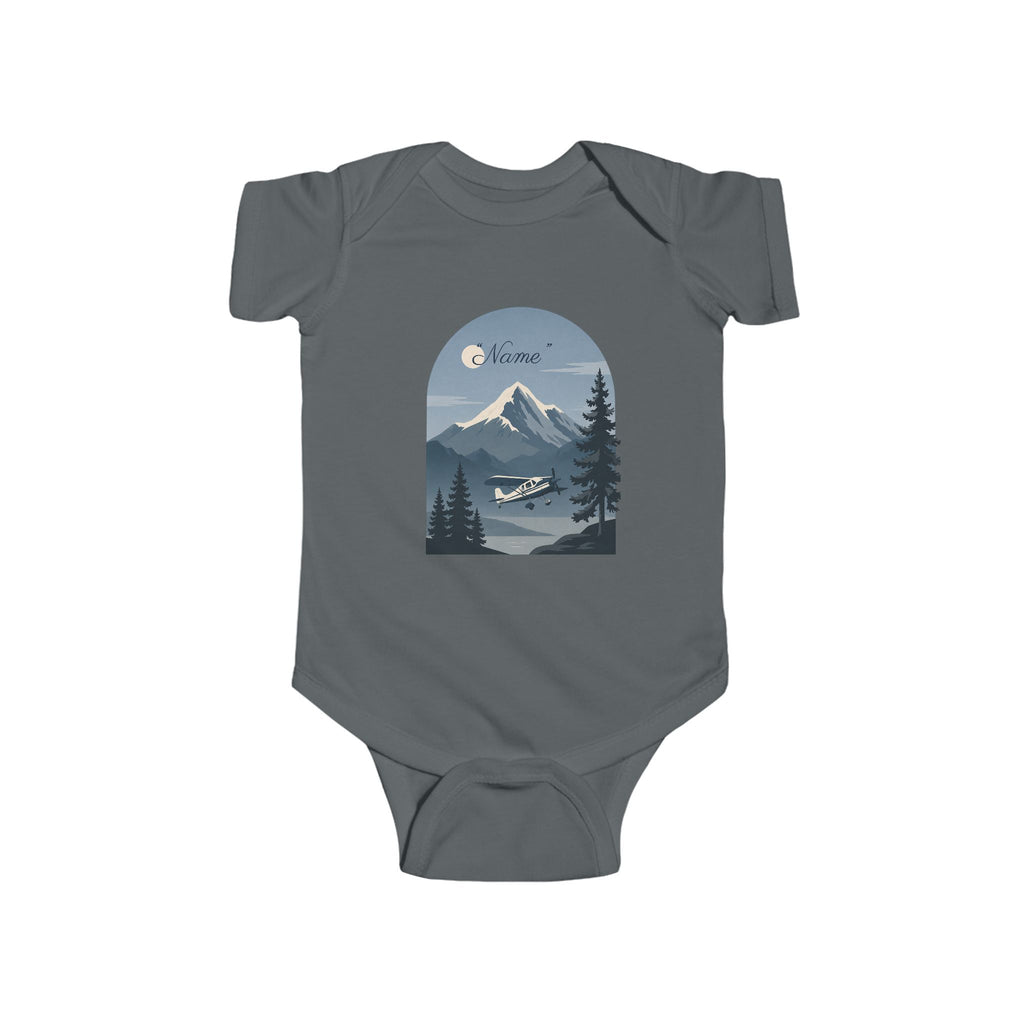 Infant One-Piece Bodysuit —  Mountain Airplane Design (custom name)