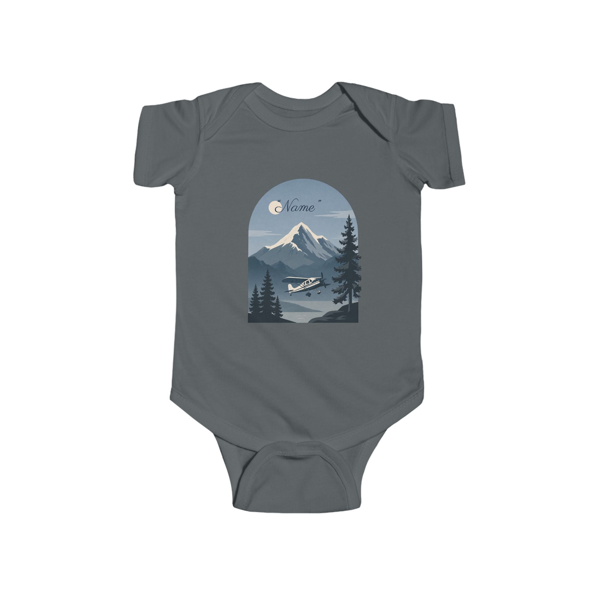 Infant One-Piece Bodysuit —  Mountain Airplane Design (custom name)