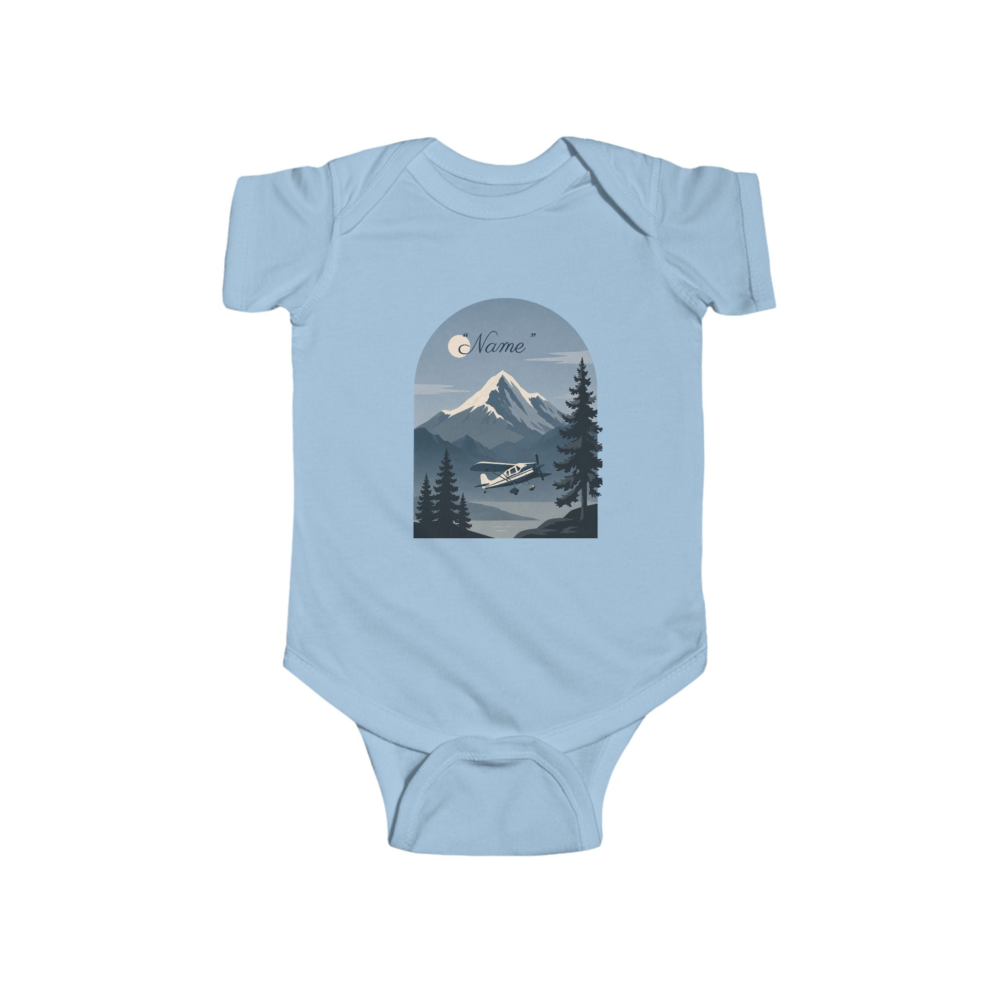 Infant One-Piece Bodysuit —  Mountain Airplane Design (custom name)