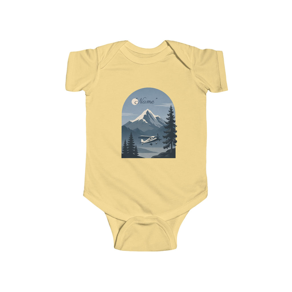 Infant One-Piece Bodysuit —  Mountain Airplane Design (custom name)
