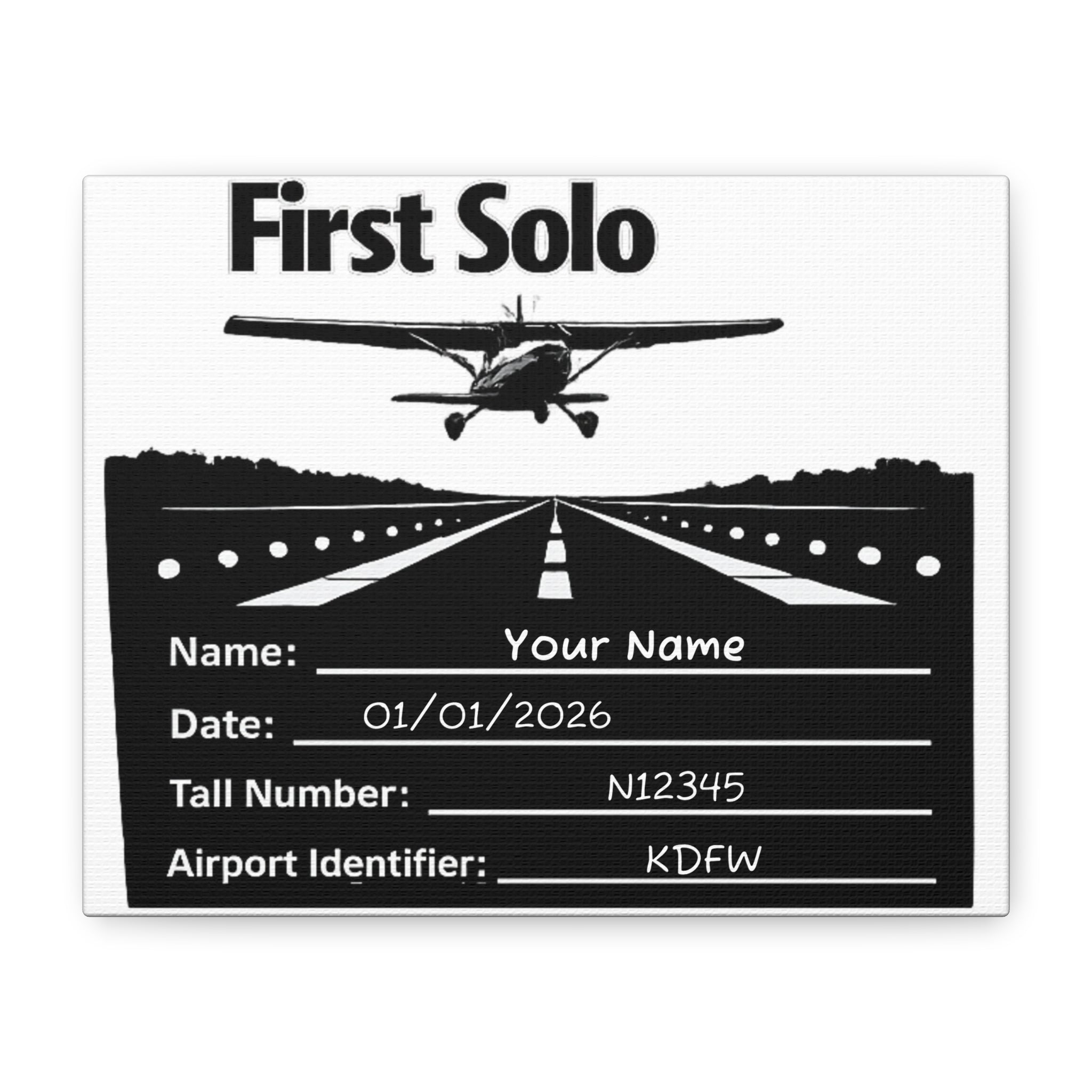 First Solo Aviation Canvas — Personalized Print