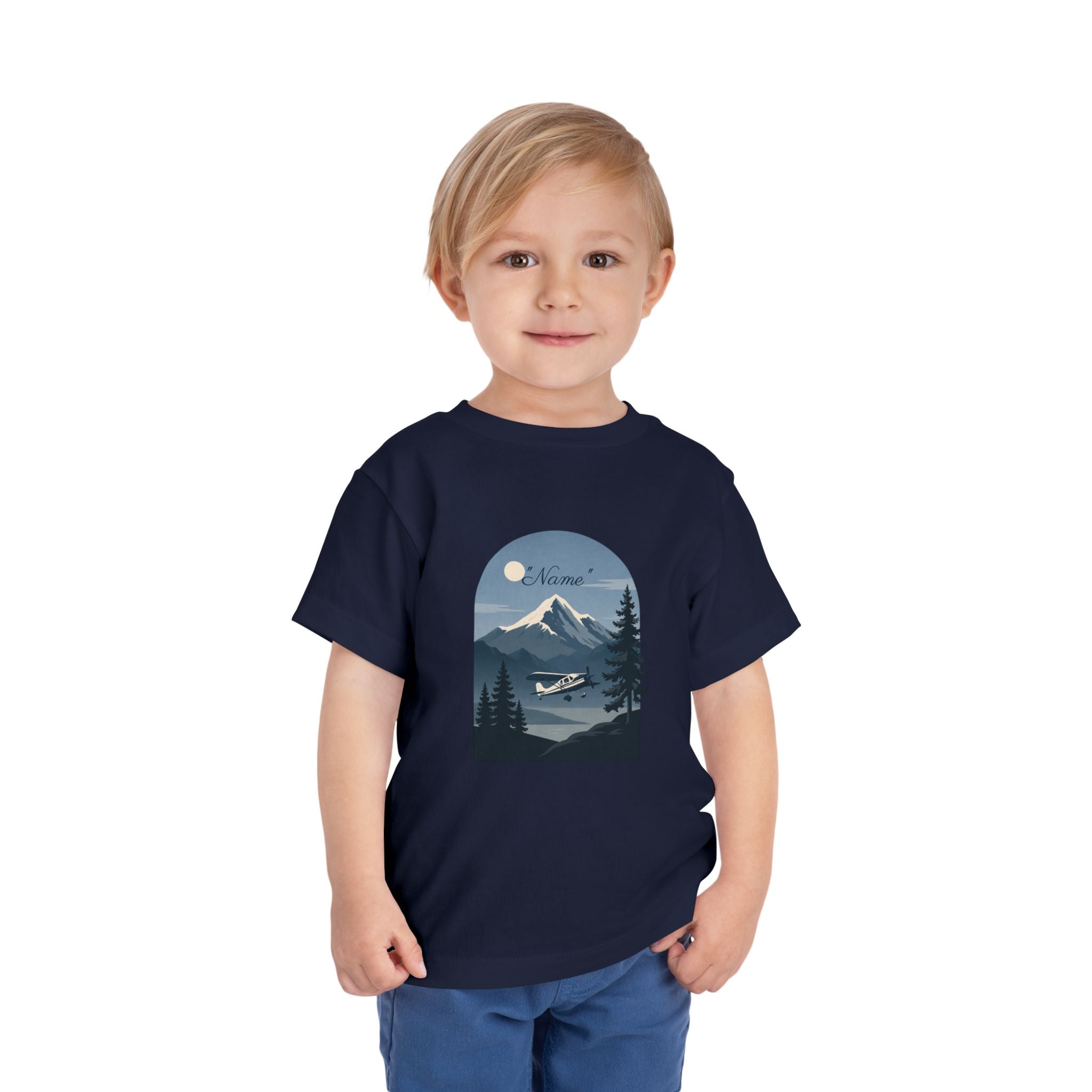 Toddler Tee — Mountain Airplane Design (custom name)