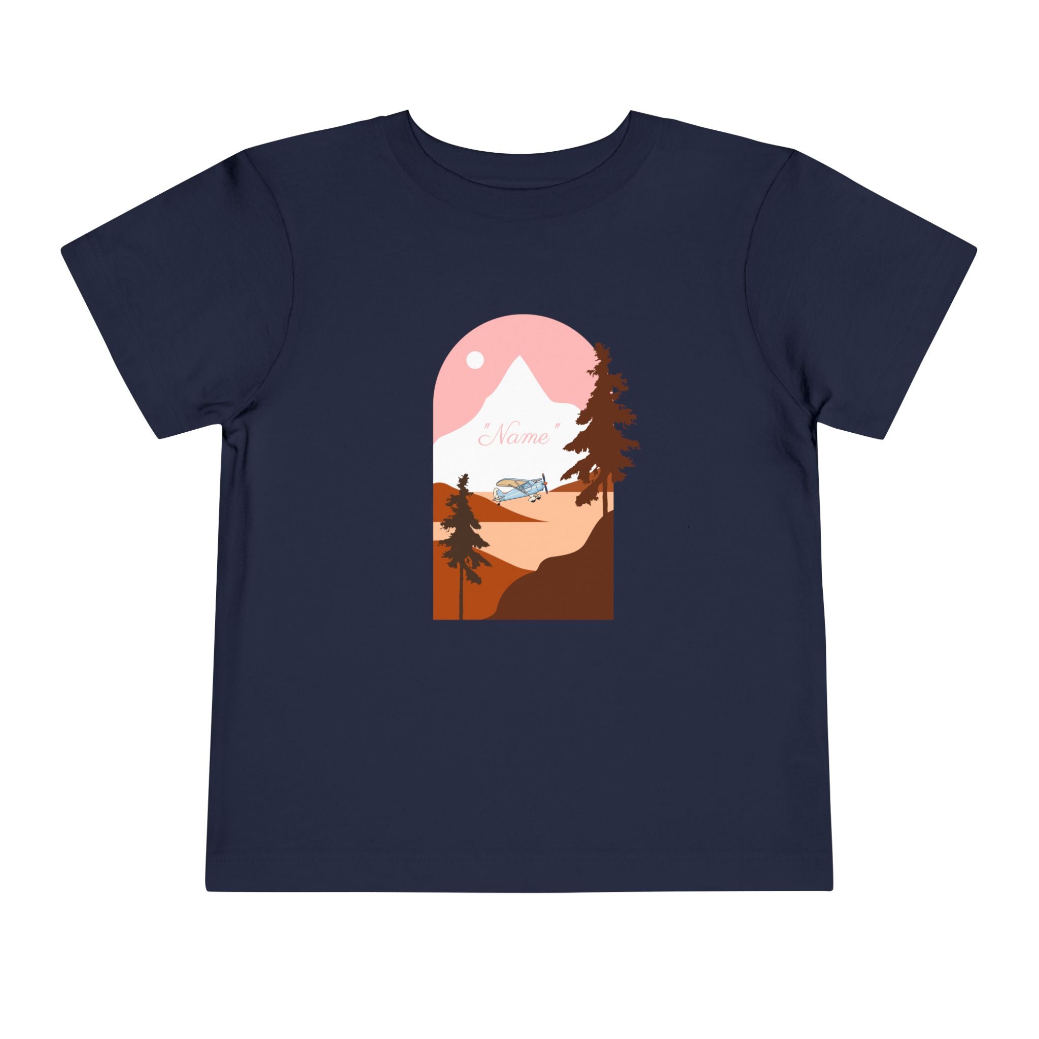 Toddler Tee — Mountain Plane Design (custom name)