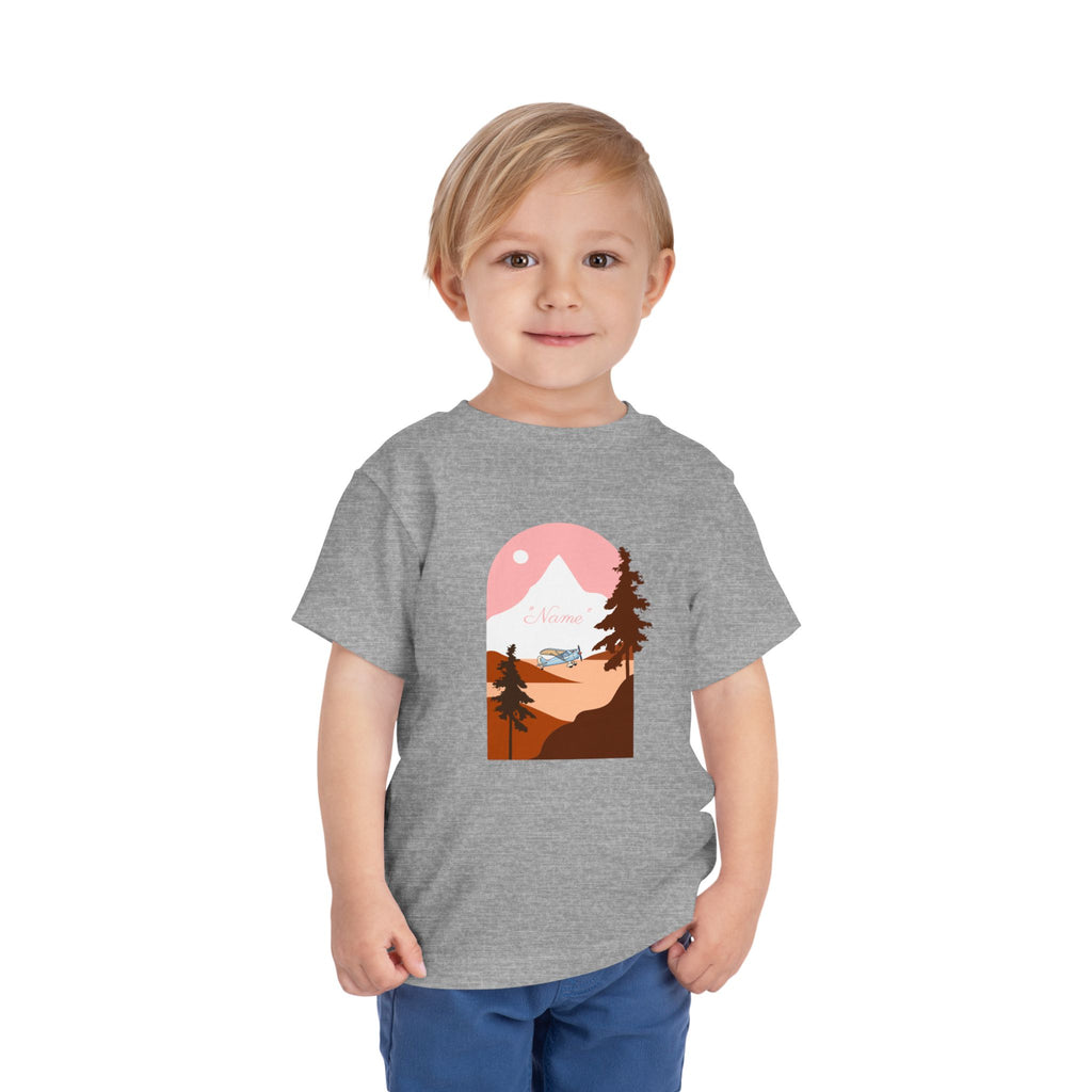 Toddler Tee — Mountain Plane Design (custom name)