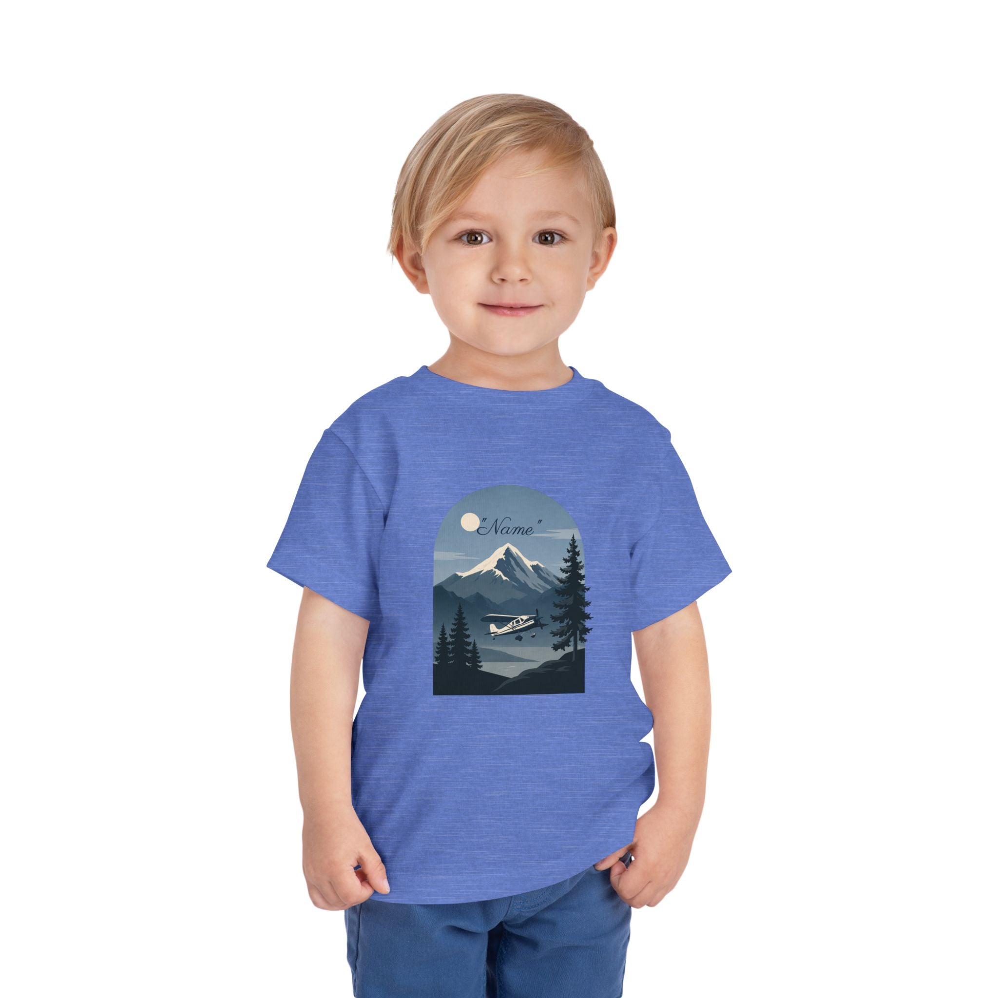 Toddler Tee — Mountain Airplane Design (custom name)
