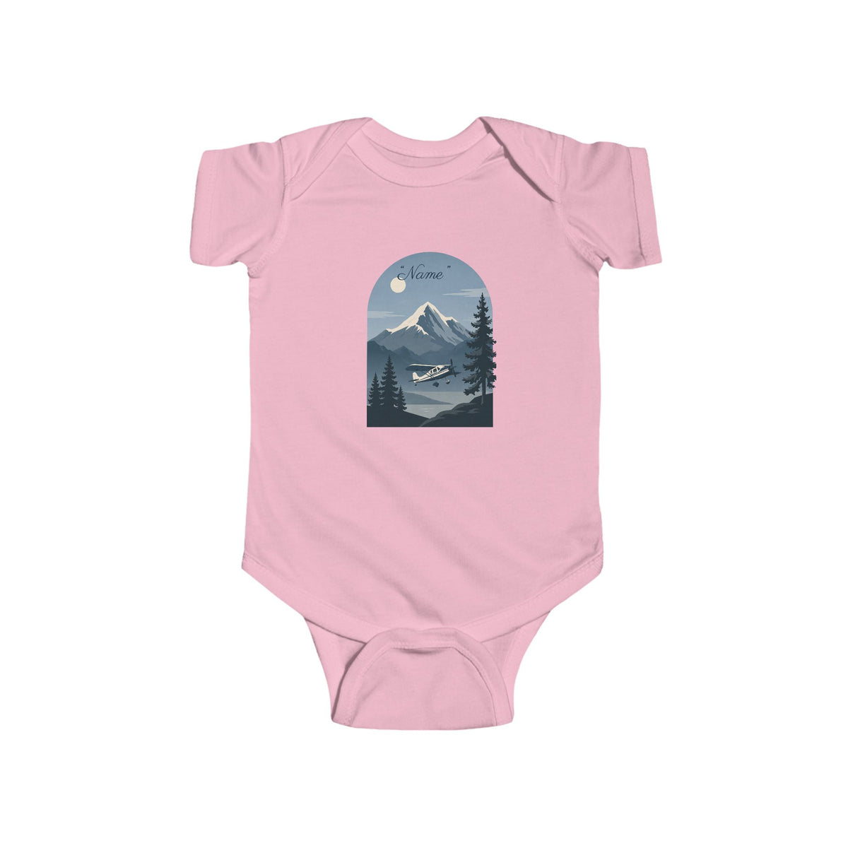 Infant One-Piece Bodysuit —  Mountain Airplane Design (custom name)