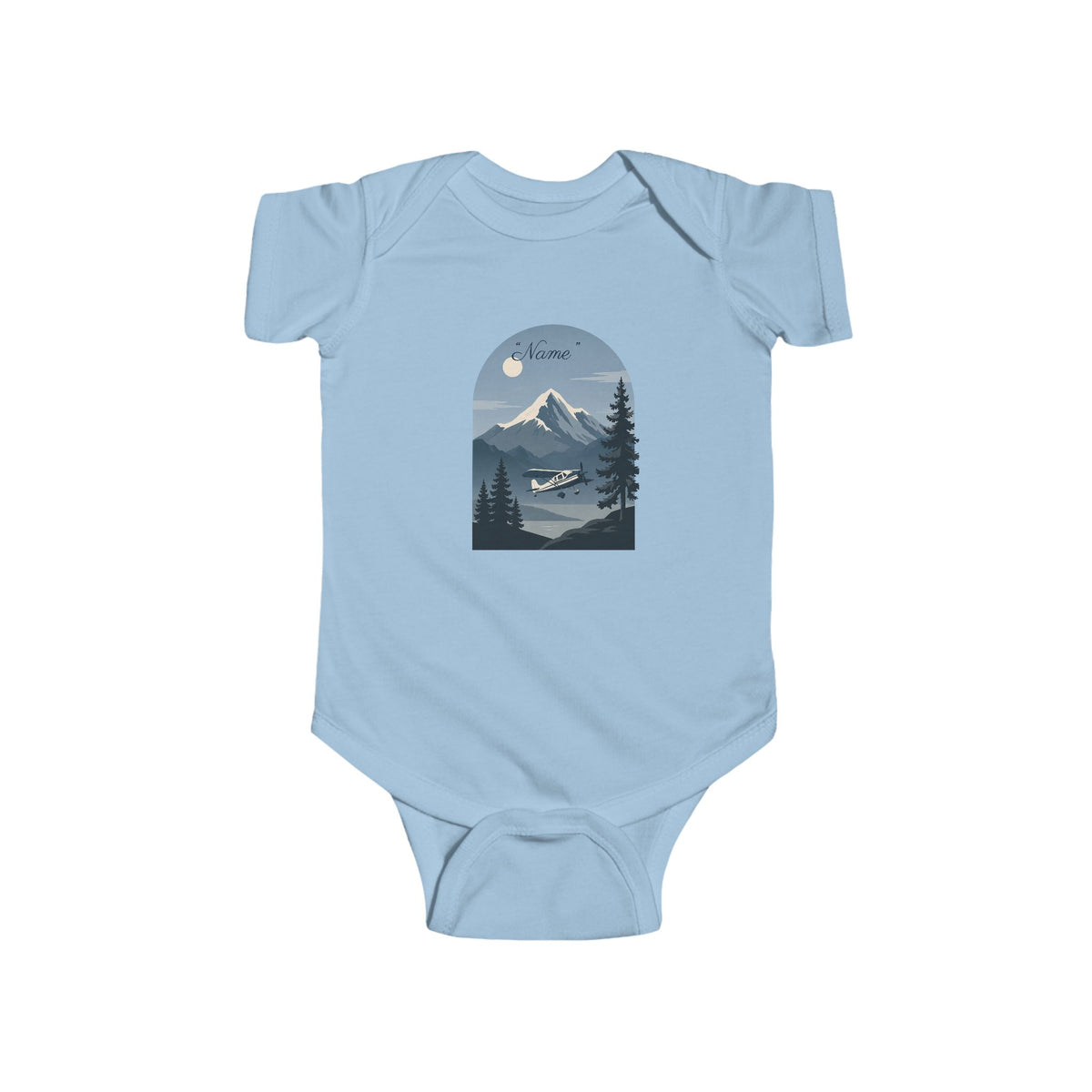 Infant One-Piece Bodysuit —  Mountain Airplane Design (custom name)