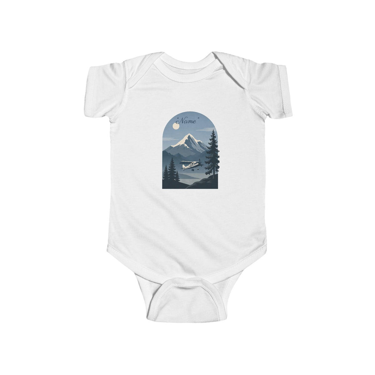 Infant One-Piece Bodysuit —  Mountain Airplane Design (custom name)