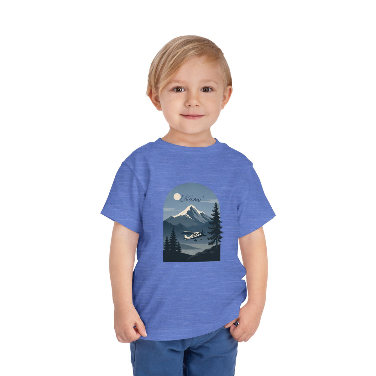 Toddler Tee — Mountain Airplane Design (custom name)