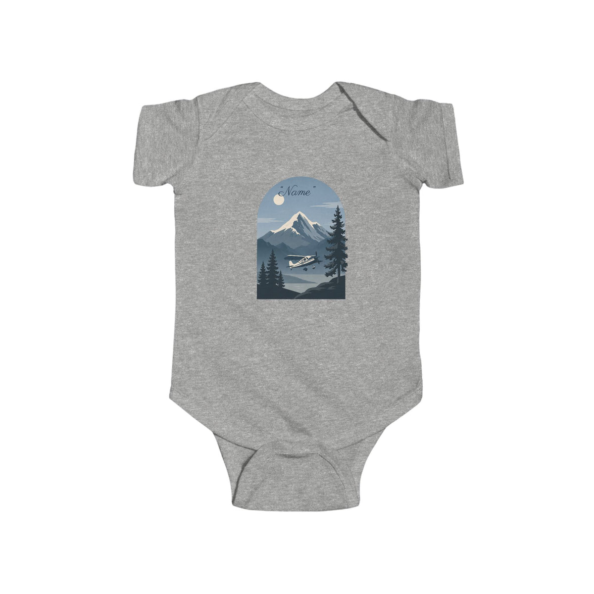 Infant One-Piece Bodysuit —  Mountain Airplane Design (custom name)