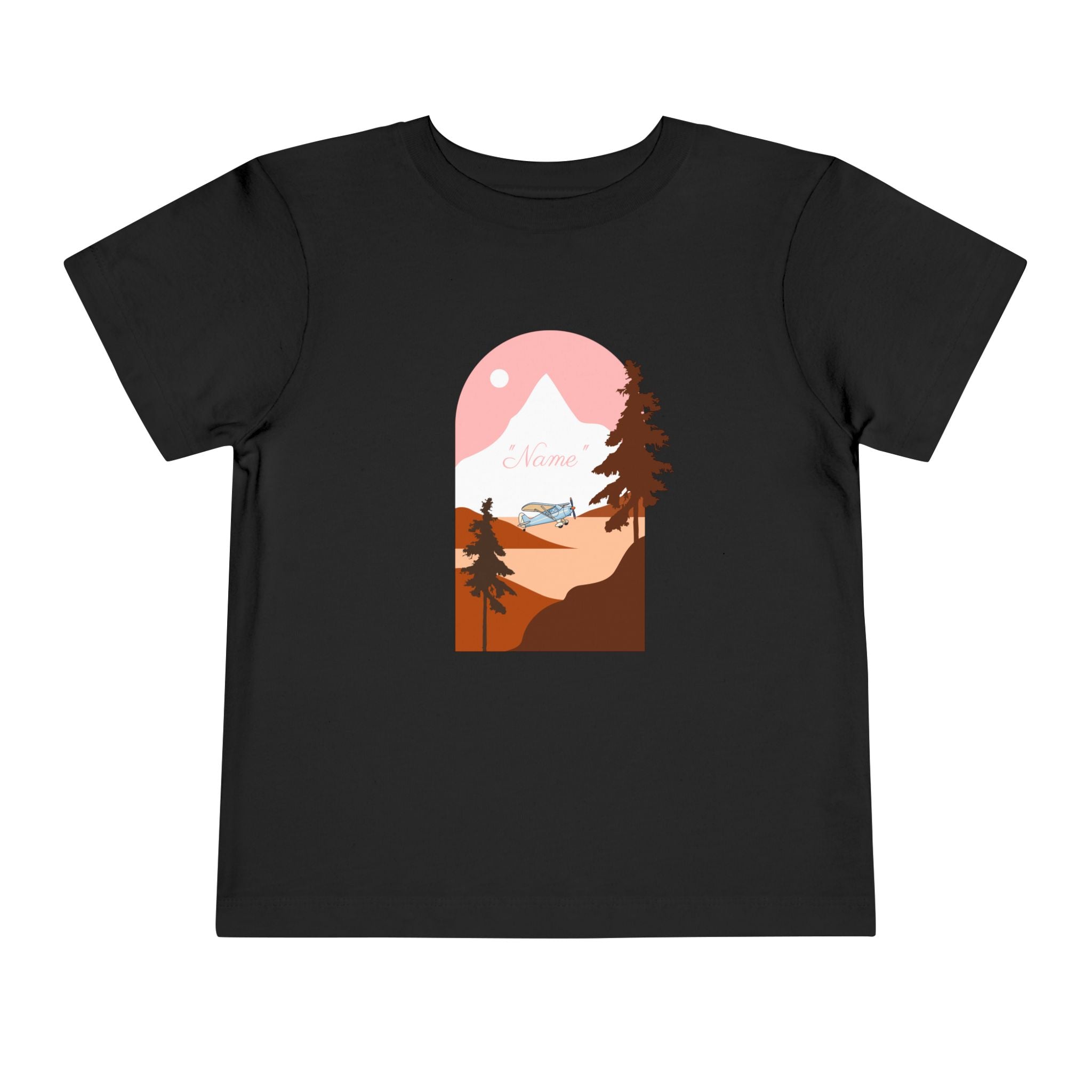 Toddler Tee — Mountain Plane Design (custom name)