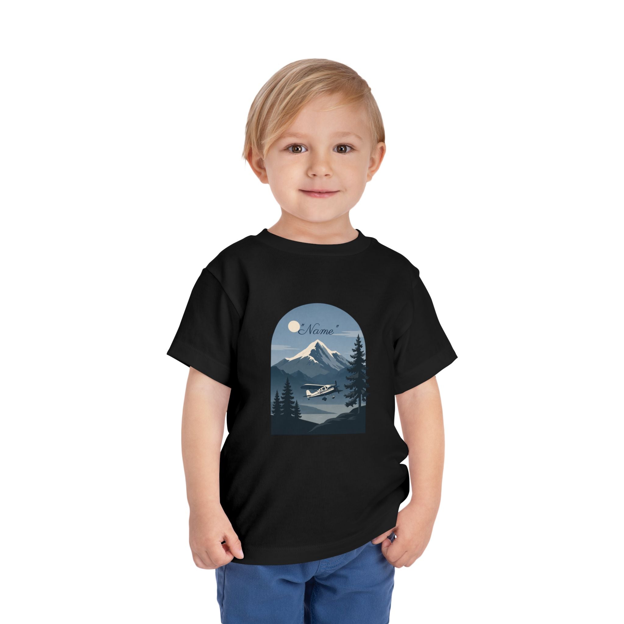 Toddler Tee — Mountain Airplane Design (custom name)