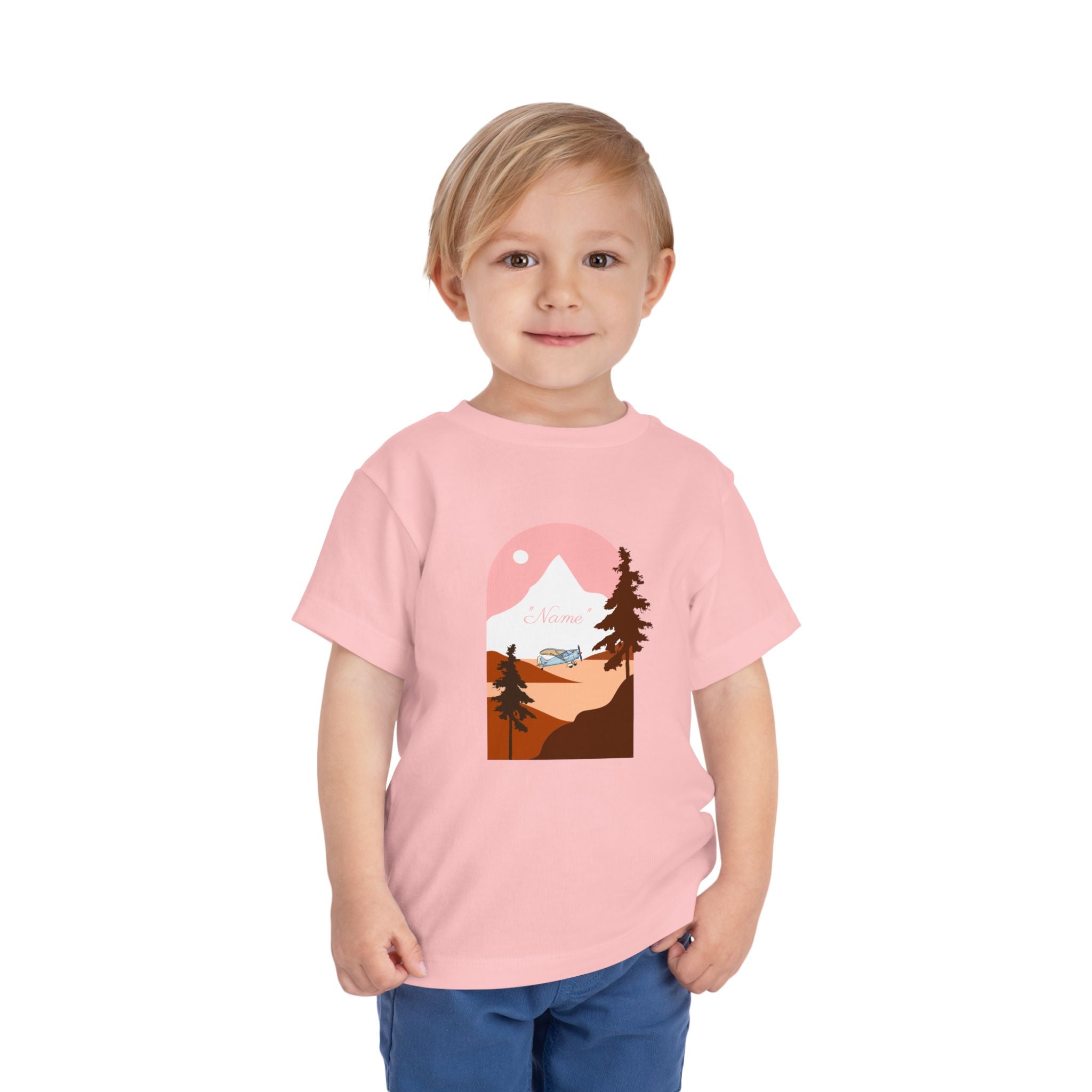 Toddler Tee — Mountain Plane Design (custom name)