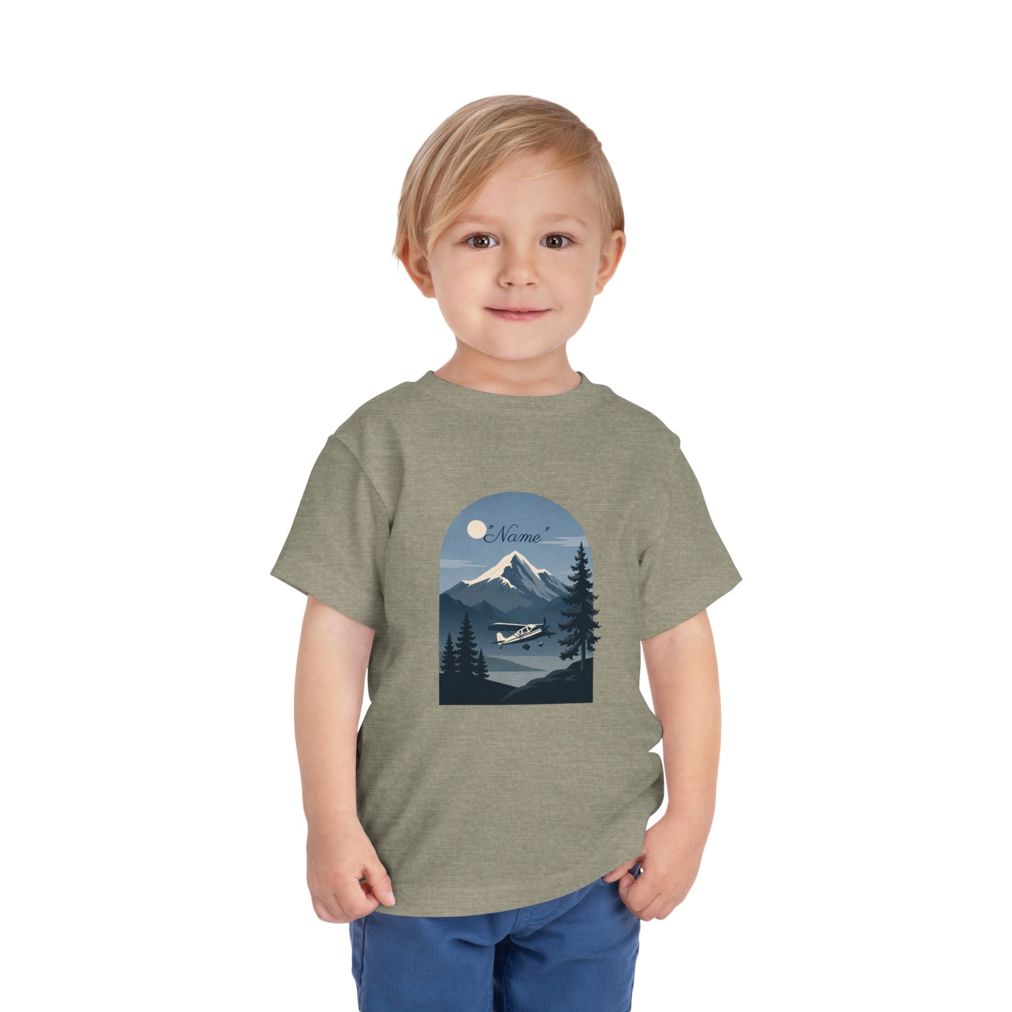 Toddler Tee — Mountain Airplane Design (custom name)