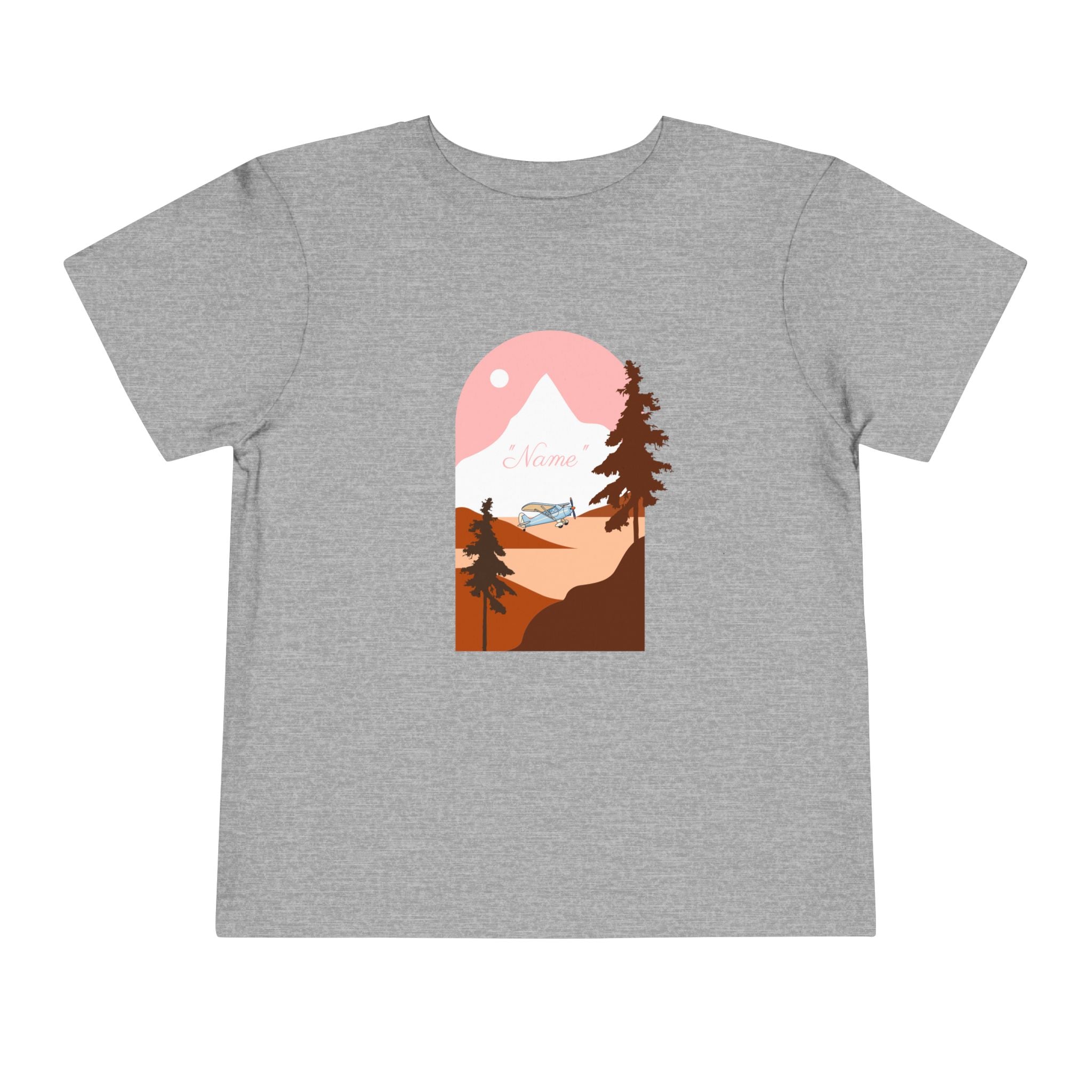 Toddler Tee — Mountain Plane Design (custom name)
