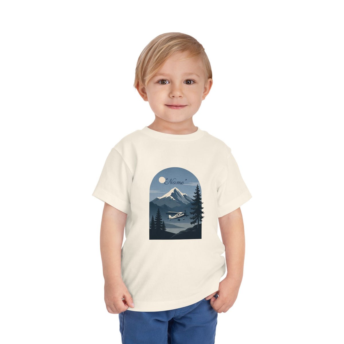 Toddler Tee — Mountain Airplane Design (custom name)
