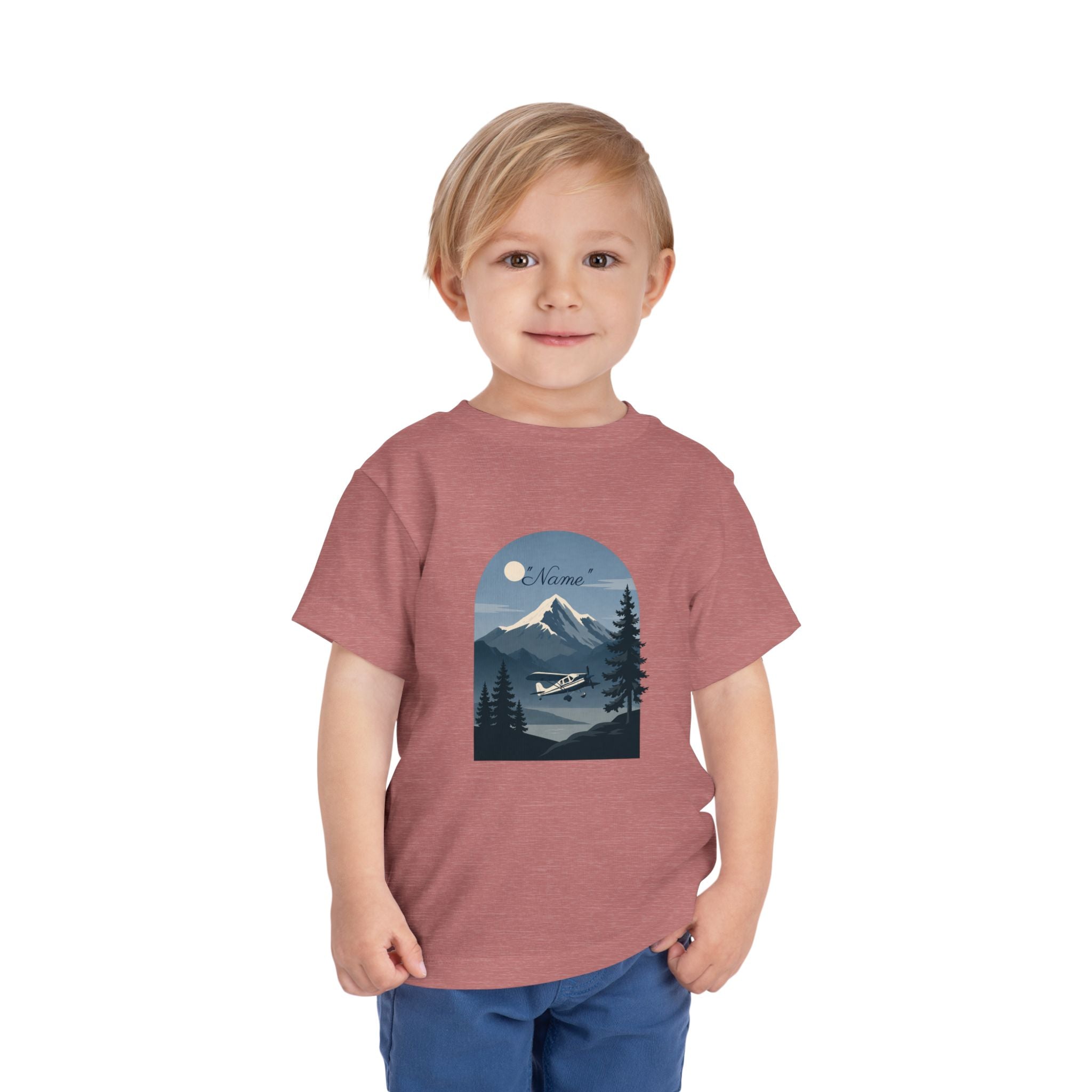 Toddler Tee — Mountain Airplane Design (custom name)