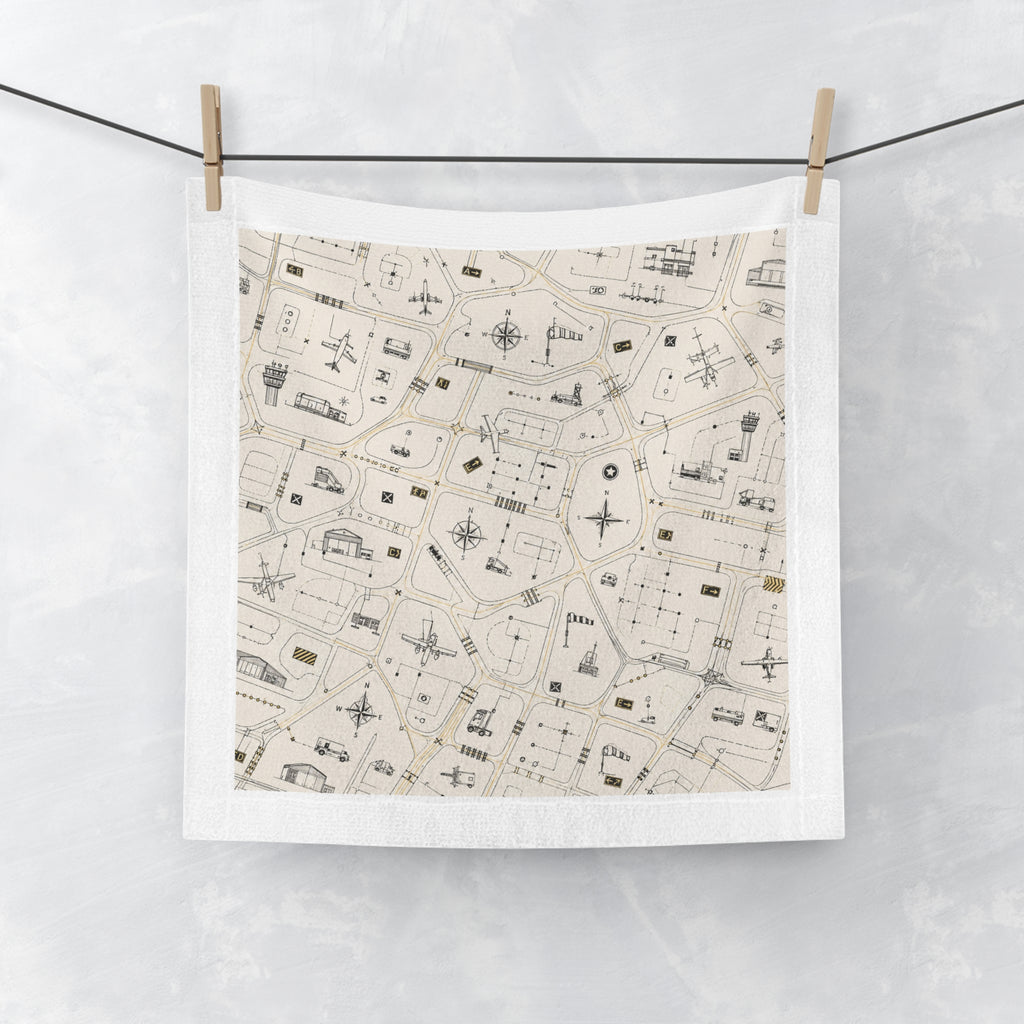 Airplane Taxi Map Face Towel