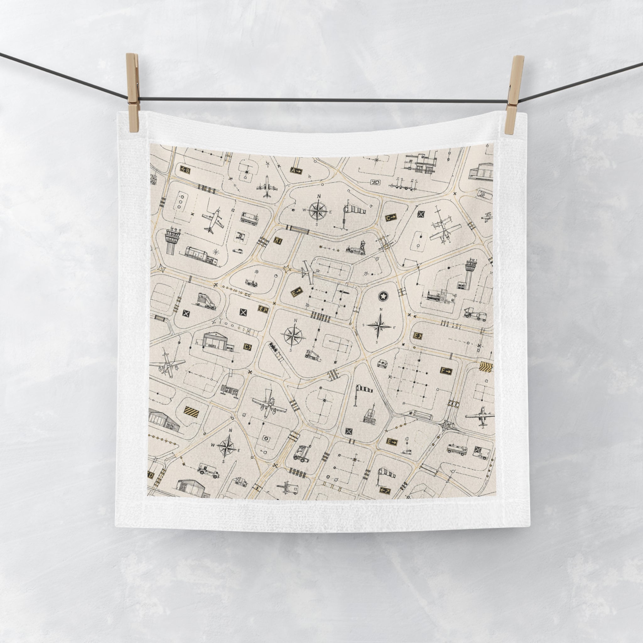 Airplane Taxi Map Face Towel