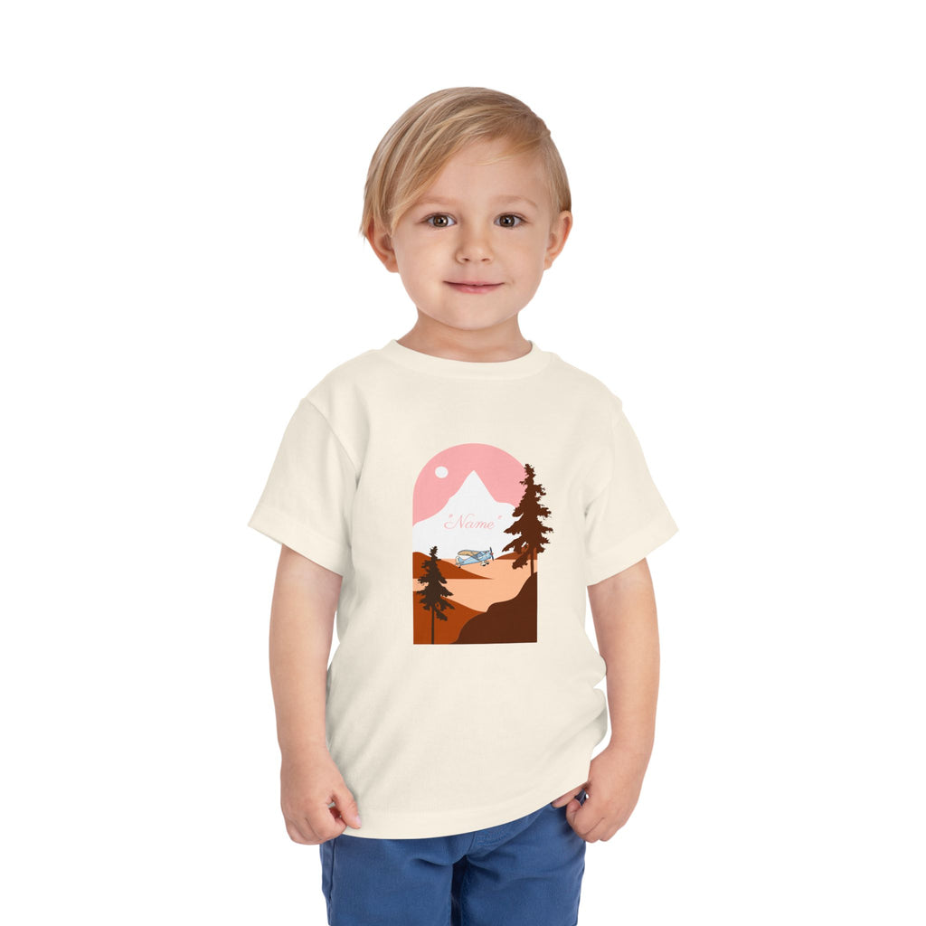 Toddler Tee — Mountain Plane Design (custom name)