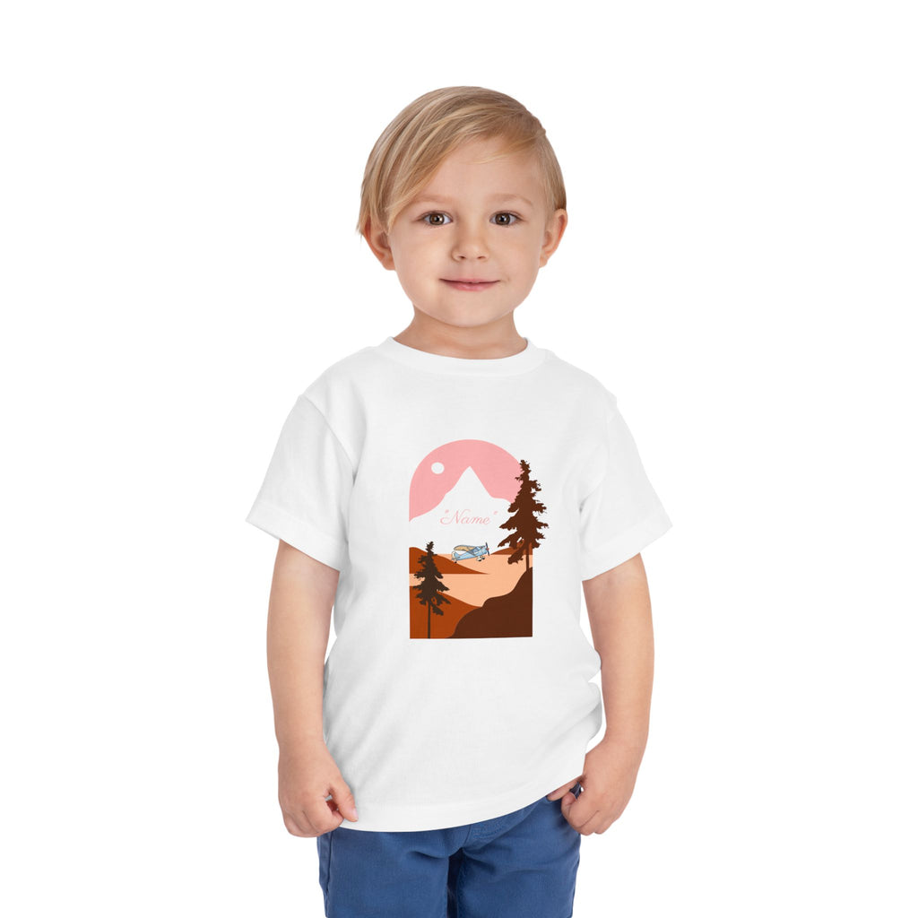 Toddler Tee — Mountain Plane Design (custom name)
